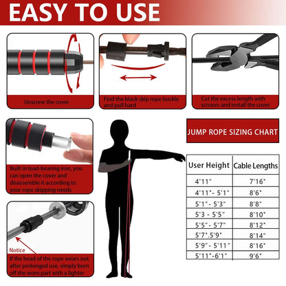Adjustable Weighted Jump Rope, 9ft Long Tangle-Free Rapid Speed Jumprope for Exercise Calisthenics Fitness Jumping Skipping Double Dutch Boxing Crossfit, Workout Stuff for Women Men Kids Adult