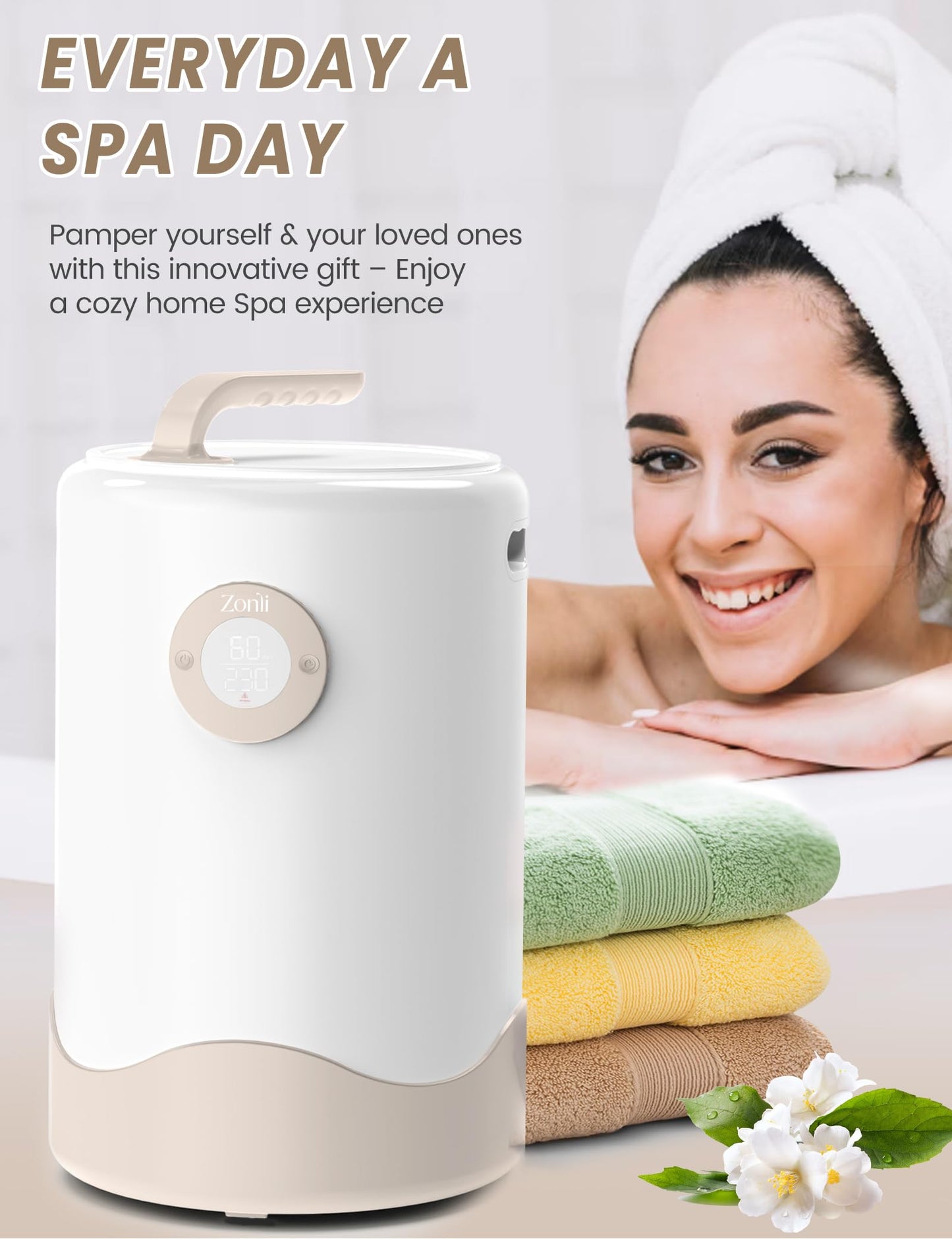 ZonLi Towel Warmer, Large Towel Warmers for Bathroom, Luxury Heated Towel Warmer Bucket, with Auto Shut-Off, Adjustable Timer, Scented Discs, Fits 2 Oversized Towels, Blankets, Bathrobes