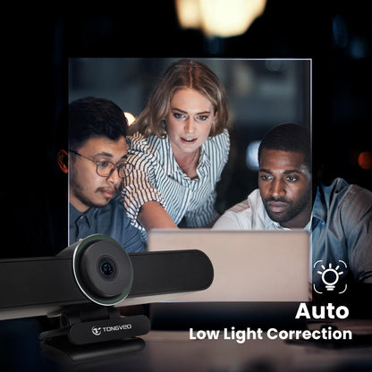 4K Webcam Conference Call TV Room Web Camera with Dual Microphones &Speaker, | All-in-One USB Video Camera, 116° Wide Angle, AI Auto Framing | Compatible with Zoom, OBS
