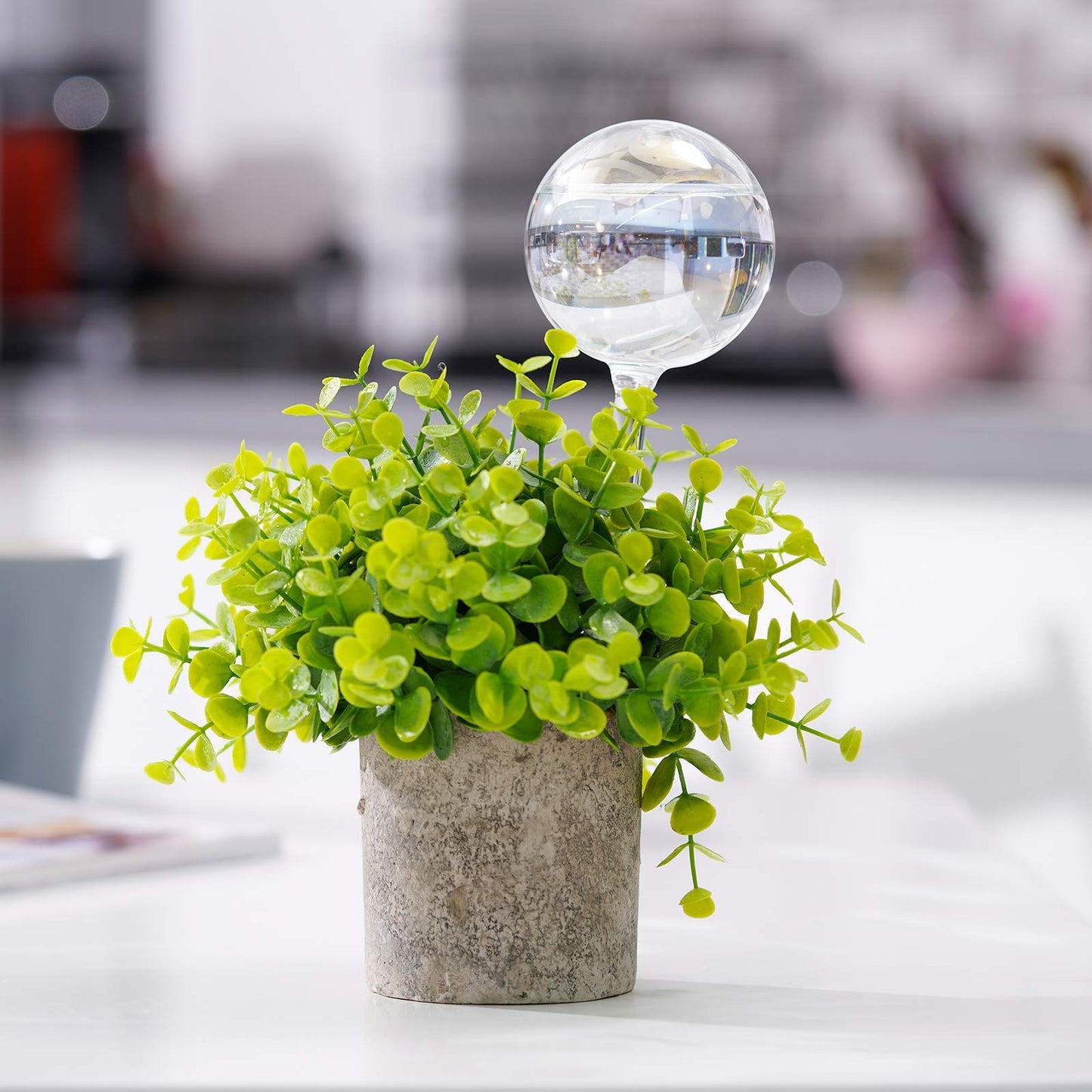 [2 PCS] Light Iridescent Rainbow Gradient Color Clear Glass Self-Watering System Spikes, Automatic Plant Waterer Bulbs