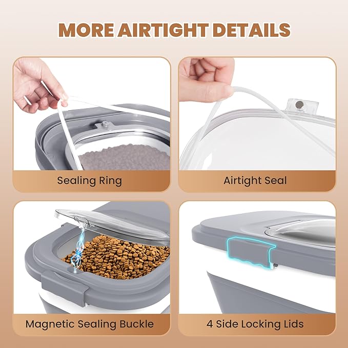 23-25 Lbs Airtight Dog Food Storage Container, Collapsible Dog Food Container