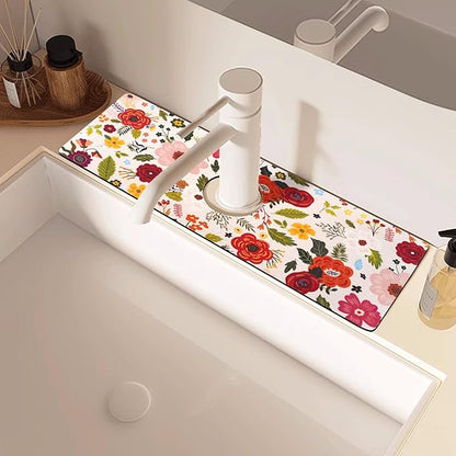 Sink Faucet Absorbing Mat, 2 Pack Drying Mat Around Faucet Sink Splash Guard