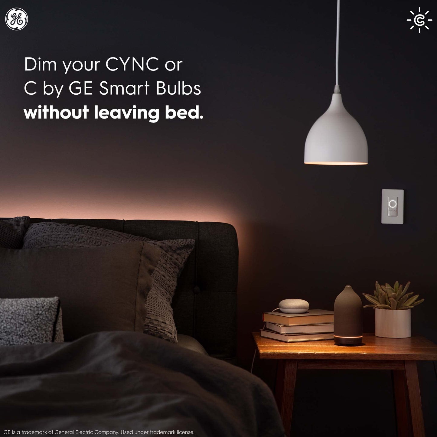 GE CYNC Smart Dimmer Light Switch, Neutral Wire Required, Bluetooth and 2.4 GHz WiFi 4-Wire Switch, Works with Amazon Alexa and Google Home, White Light Dimmer (1 Pack)