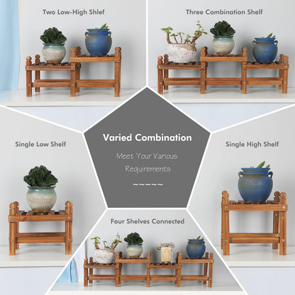 Jotboom Wood 4 Tier Hill Plant Shelf and 3 Tier Ladder Plant Stand