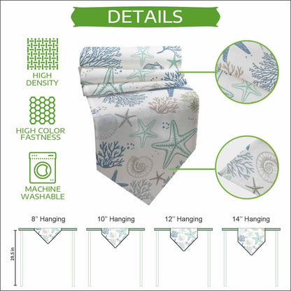 Beach Coastal Table Runner 36 Inches Long, Summer Nautical Dress Scarves, Ocean Starfish Coral Shell Kitchen Dining Table Decorations and Supplies Farmhouse Table Runners for Home Party Small 13"x36"