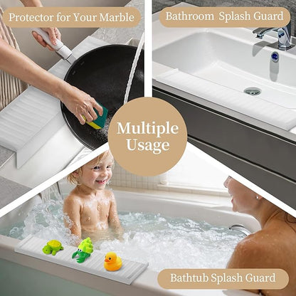 Sink Edge Protector with Suction Cup, Silicone Sink Splash Guard