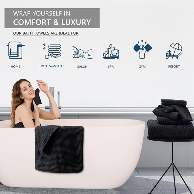 Extra Large Bath Towel Set of 4, Oversized Bath Sheet Super Soft Highly