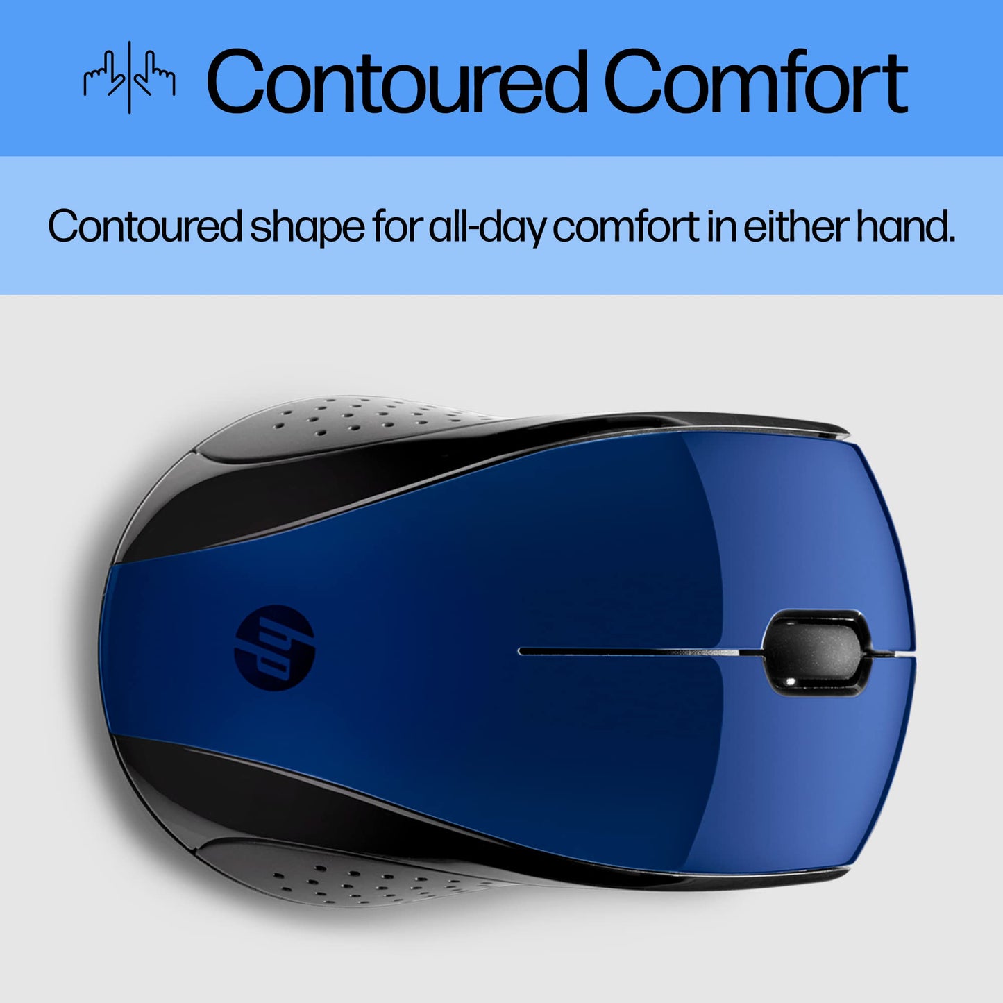 HP X3000 G3 Wireless Mouse - Black, 15-Month Battery, Side Grips for Control, Travel-Friendly, Blue LED, Powerful 1600 DPI Optical Sensor, Compatible with Wins PC/Laptop, Mac, Chromebook (683N7AA)