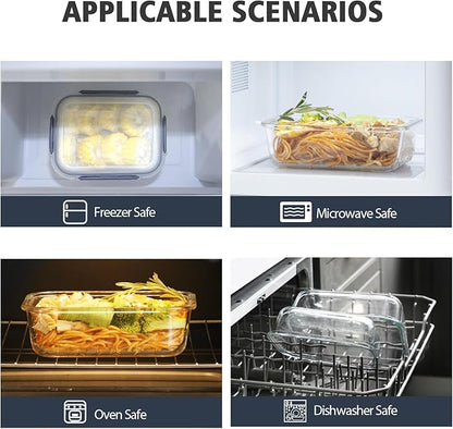 18 Pieces Glass Food Storage Containers