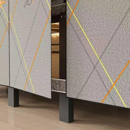 Foldable Portable Wardrobe Closet with Magnetic Doors & Cover, Heavy Duty Covered Clothes Rack with Hanging Clothing Rod, Metal Frame Standing Alone Closet for Bedroom (Door Design D, 49.2IN/125CM)