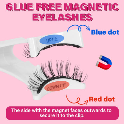 Magnetic Eyelashes With Applicator Long Lasting and Reusable Magnetic Lashes Kit 4Pcs Magnets Per Piece No Glue Needed False Eyelashes Waterproof,Cruelty Free,Easy To Wear(1pair,Charm)