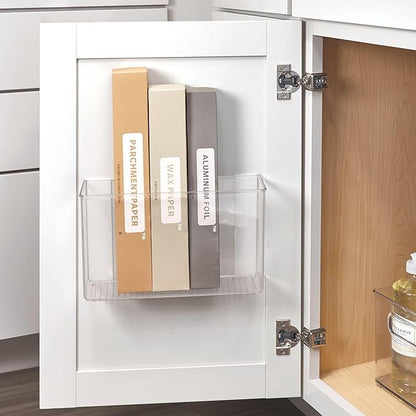 iDesign Adhesive Organizer Bin - Damage-Free Hanging for Kitchen, Bathroom, or Office - Set of 4 - Clear