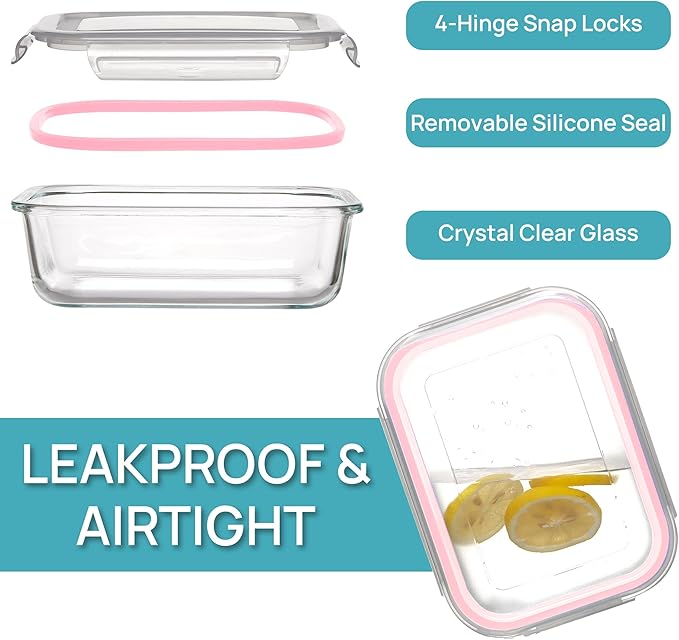 Vtopmart 5 Pack 35oz Glass Food Storage Containers