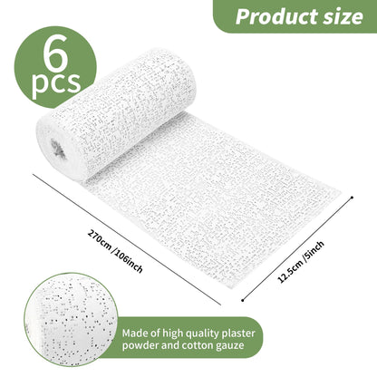 TCAIRG 6 Pack Plaster Cloth Rolls for Belly Casting, Sculptures, Masks – Art Gauze Bandage Strips for Craft Molds (5 in x 106 in Each)