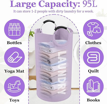 2Pack 95L Purple Collapsible Laundry Basket