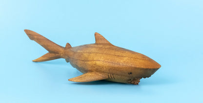 G6 Collection Wooden Hand Carved Shark Statue Sculpture Wood Decorative Home Decor Accent Figurine Handcrafted Handmade Seaside Tropical Nautical Ocean Coastal Decoration Shark (16" Long)