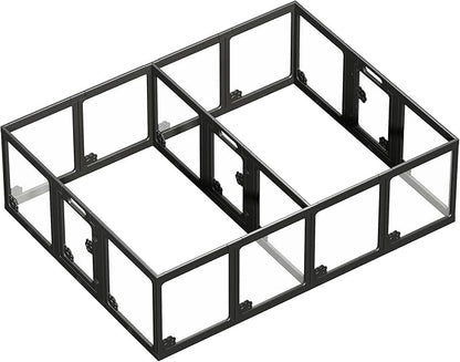 Albott Acrylic Clear Dog Playpen Indoor, Modular Puppy Cat Small Pet Play Pen with 3 Doors, Transparent Fence for Little Dogs, Cats, Rabbits, Easy Assemble and Disassemble, Black (24" H, 17 pcs)