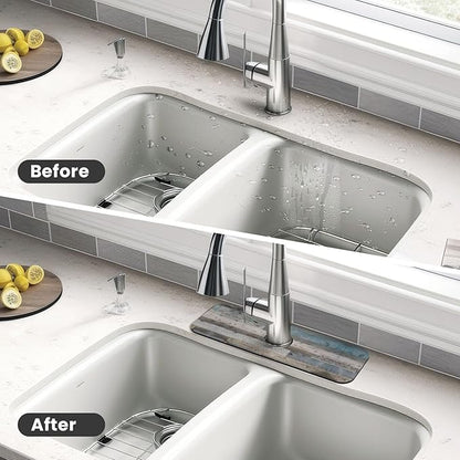 Vintage Rustic Farmhouse Blue Wood Kitchen Sink Splash Guard Faucet Mat 1 Pcs