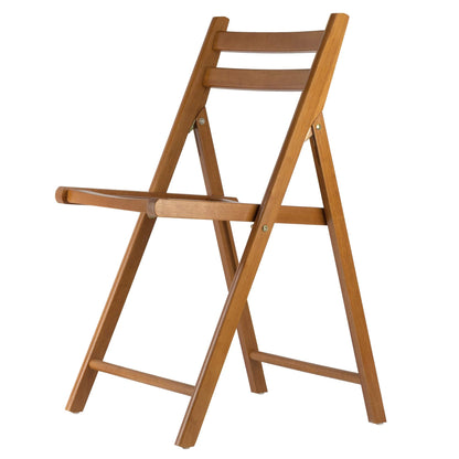 Winsome Robin Folding Chair Set of 4 in Teak, Convenient & Lightweight Portable Kitchen & Dining Chairs for Small Homes & Apartments, Indoor & Outdoor Foldable Seating