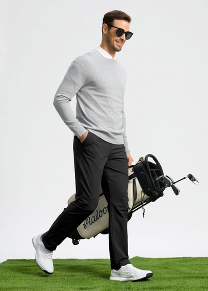 Pudolla Men's Golf Pants Mens Dress Slacks Pants Stretch Work Comfy Pants 32 Quick Dry Casual Trousers with Pockets(Black 36Wx32L)