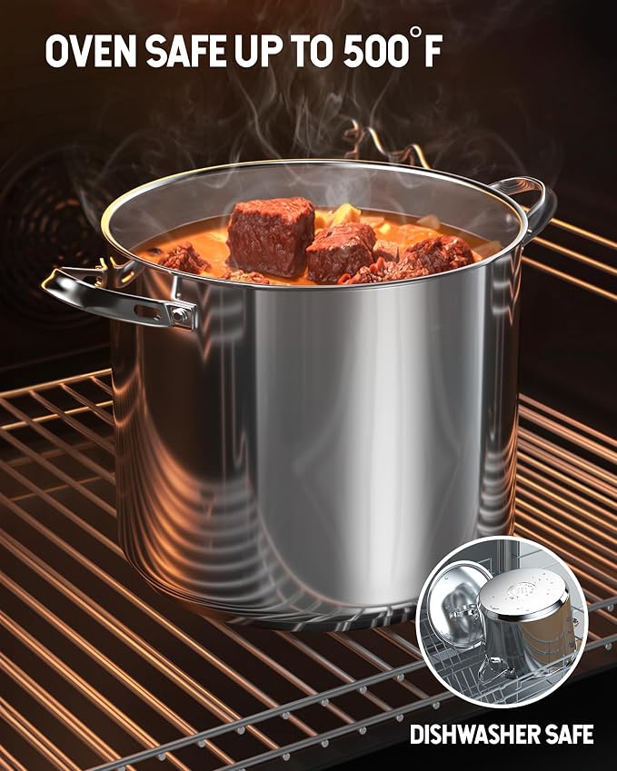 Cooks Standard Classic 24 Quart Stock Pot with Lid, Large Stainless Steel Pot