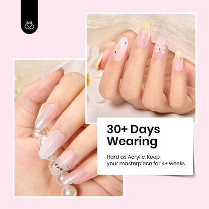 Beetles Builder Gel for Nails-3 Colors 9 in 1 Nail Extension Sculpting Building Clear Nude Pink Hard Gel Kit with Base Top Coat for Pros Women,UV & LED Lamp Cured Needed
