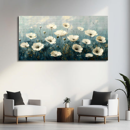 FUHAIHUA Canvas Wall Decor For Bedroom Wall Art For Living Room Office Decorations White Flowers Landscape Painting Modern Wall Pictures Artwork Farmhouse Posters Ready To Hang Home Decor 20x40 In
