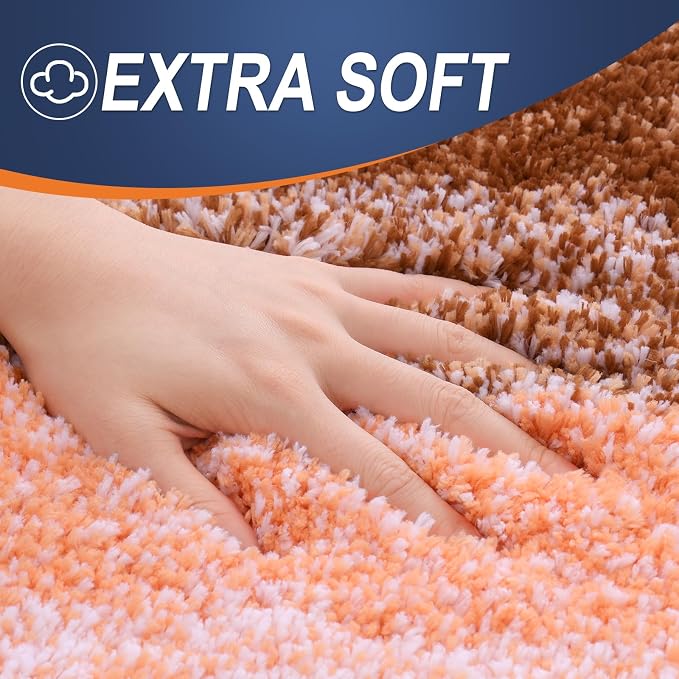 OLANLY Bathroom Runner Rugs Mat 70x24, Extra Soft Absorbent Microfiber Bath Rugs, Rubber Backing, Quick Dry, Washable Long Bath Mats for Bathroom Floor, Tub and Shower, Home Decor Accessories, Orange