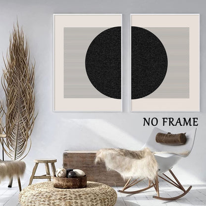 Black And Beige Minimalist Wall Art Geometric Picture Minimalist Boho Posters Abstract Geometric Print Black And Beige Boho Painting Line Canvas Bohemia Modern Artwork Decor 16x24inx2 No Frame