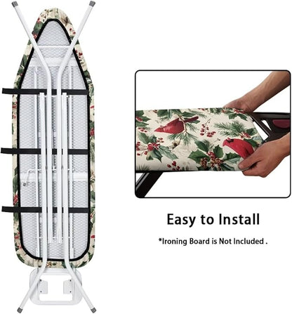 Christmas Cardinal Ironing Board Cover and Pad, Thick Scorch Resistant Padding