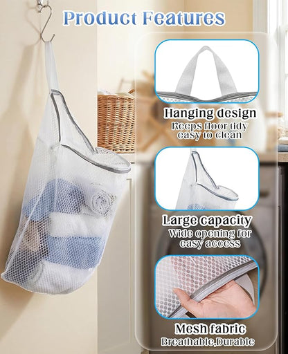 4 Pcs Mesh Hanging Laundry Bag