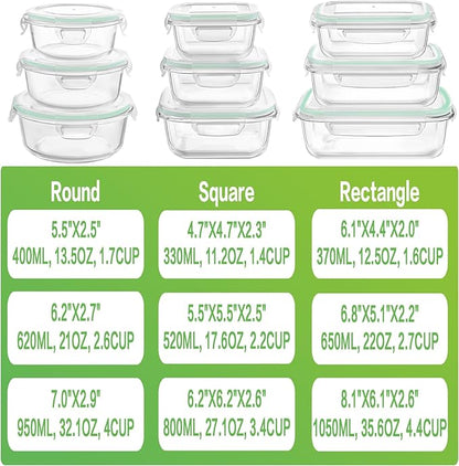 HOMBERKING Glass Food Storage Containers