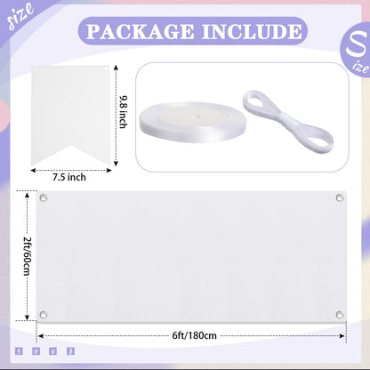 21 Pcs Large Blank Sublimation Banners Oxford Burlap Cloth Banner 20 Pcs DIY Flags with Hanging Ropes For Birthday Wedding Party Decoration Indoor Outdoor((White Oxford cloth)