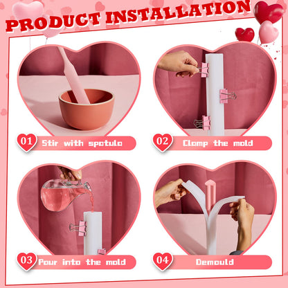 Tessco for you Heart Shaped Long Tube Silicone Mold Tree Shape Soap Embed Molds Column Making Supplies with Spatula 3 Pcs Binder Clips for Christmas Soap Chocolate Candy Cake
