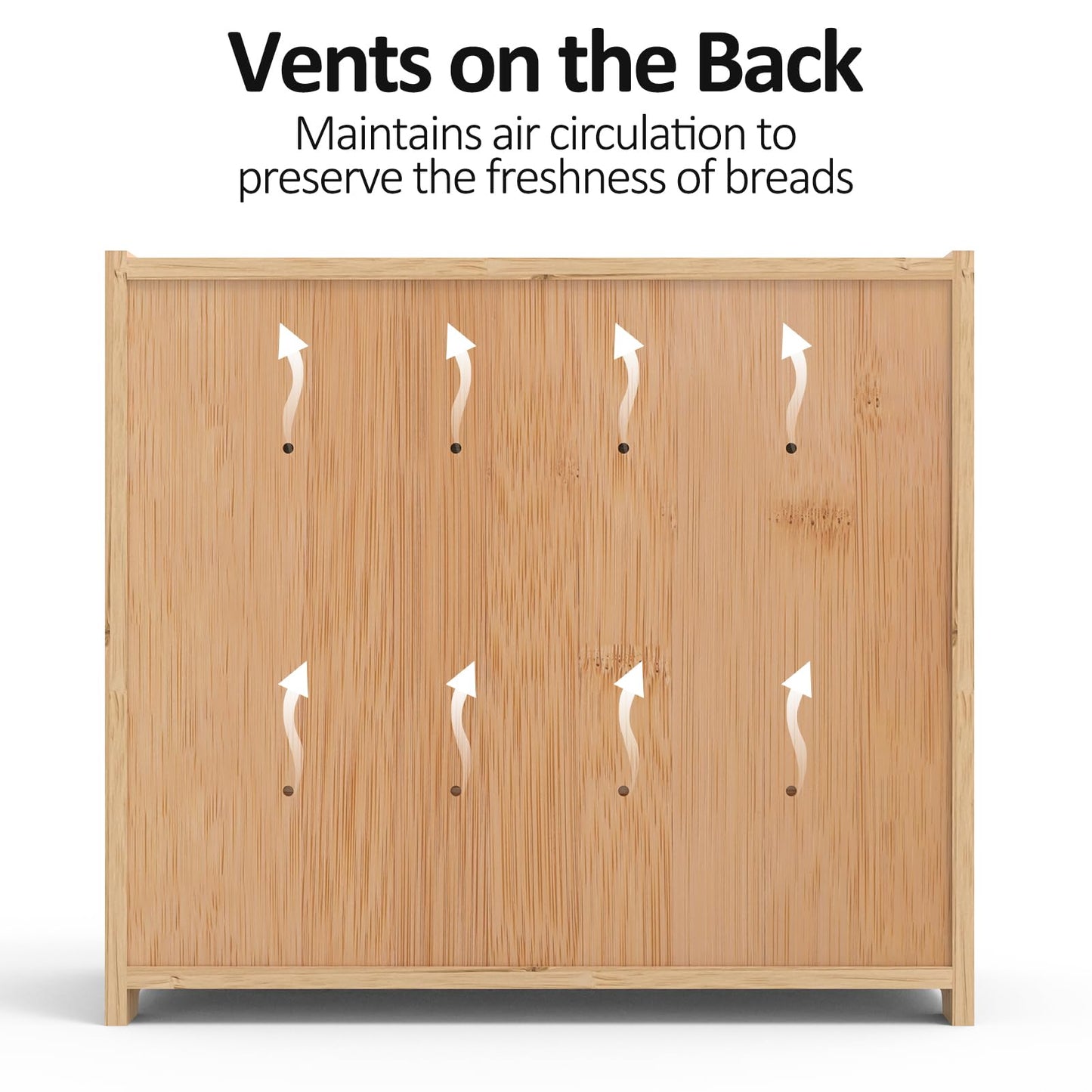FoverOne Bamboo Bread Box for Kitchen Countertop, Roll-top Breadbox Breads Storage Boxe with Adjustable Middle Shelf