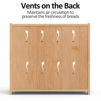 FoverOne Bamboo Bread Box for Kitchen Countertop, Roll-top Breadbox Breads Storage Boxe with Adjustable Middle Shelf