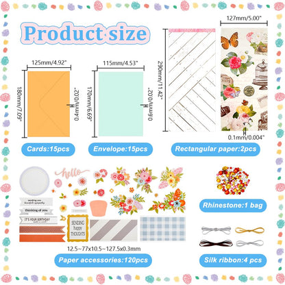 AHANDMAKER Paper Card Making Kits Colorful Handmade Greeting Card Kits for Christmas Day Cards, Easter Cards Birthday Invitation, DIY Envelope & Card Making, Slightly Lighter Color