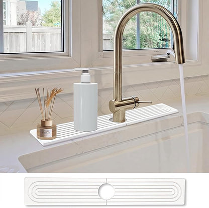 Stone Faucet Mat for Kitchen Sink- 15.6''x 3.9''Diatomite Fast-Drying Faucet Mat