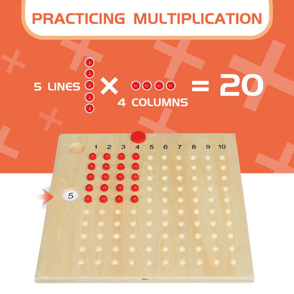 YHZAN Montessori Math Board Learning Multiplication & Division STEM Wooden Educational Toy Manipulative for Homeschooling Classroom Activity