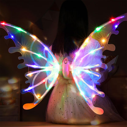 Kvynzz DIY Electric Sparkling Butterfly Wings,Light Up Fairy Wings DIY Toy,Elf Wings Angel Fairy Costumes Cosplay Dress Up Wings Music Lights for Kids Pets (RGB)
