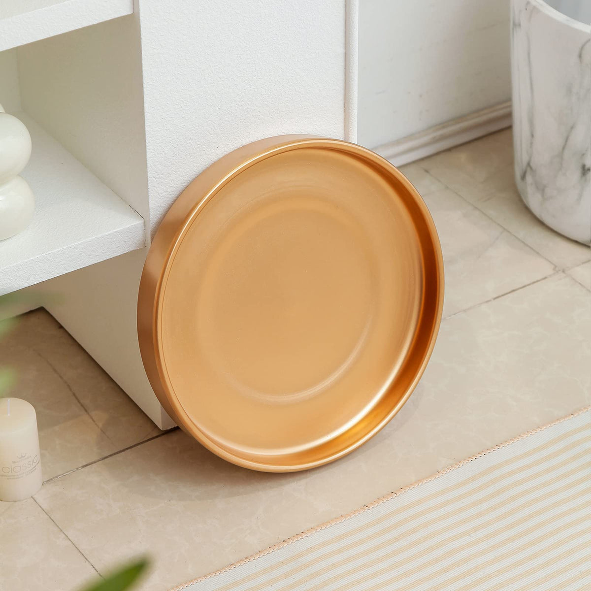 Woiida 12 Inch Ceramic Saucer - Ceramic Drainage Tray for Plant Pot (Matte Gold)