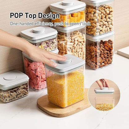 Food Storage Containers with Lids, 2.9Qt 2Pcs Airtight Pop Food Storage