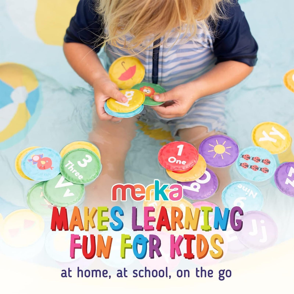 merka Bath Toys Flash Cards - 36-Pc Multicolor 2.25-Inch Foam Alphabet & Number Cards - Waterproof Bath Time Toddler Learning Toys for Ages 1-3
