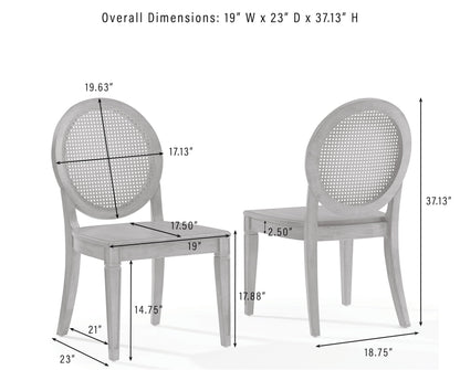 Crosley Furniture Katia Traditional Rattan Style Oval Cane-Back Dining Room Chairs Set of 2, Kitchen Chair, Driftwood