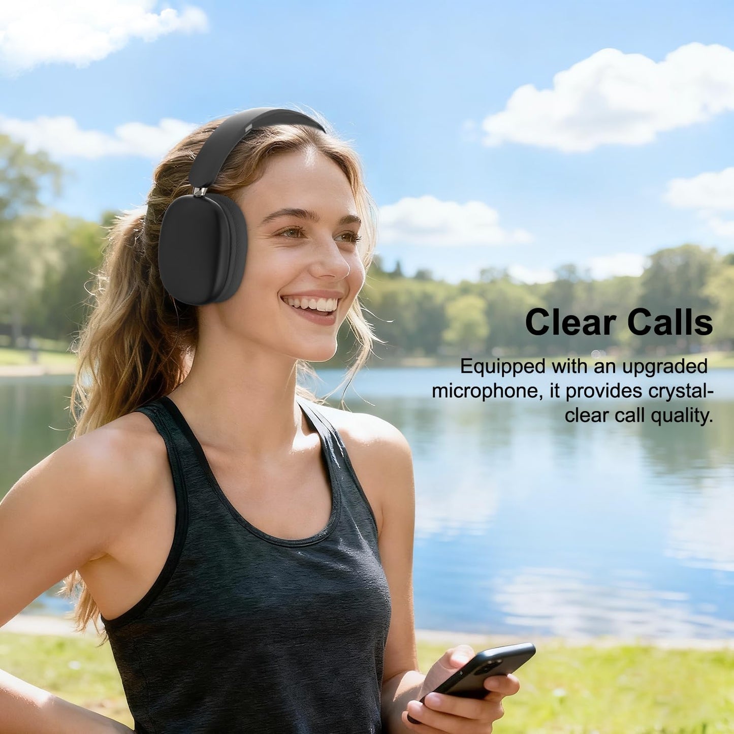 SUNJOM Wireless Bluetooth Over Ear Headphones Up to 28H Battery Life Headset with Microphone Gym Overhead Headphones Compatible with iOS & Android Mobile Phones,Computers,Laptop(Black)