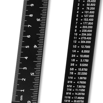HAKZEON 30 Pack Metal Ruler Set 6/8/12 Inch with Conversion Table, Black Aluminum Alloy Rulers, Straight Edge Ruler Set for Office Engineering, Measuring and Drafting