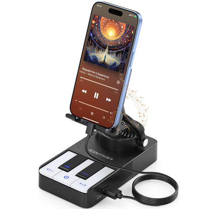 JTEMAN Cell Phone Stand with Bluetooth Speaker and Charging Stand,Piano Keys Design,Music Lovers & Teacher Gifts,Birthday Gifts for Men Women Dad Mom,Cool Tech Gadgets-Black