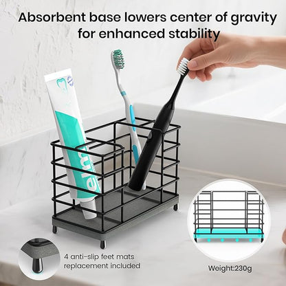 Toothbrush Holder with Quick Drying Mat—Toothbrush and Toothpaste Holders