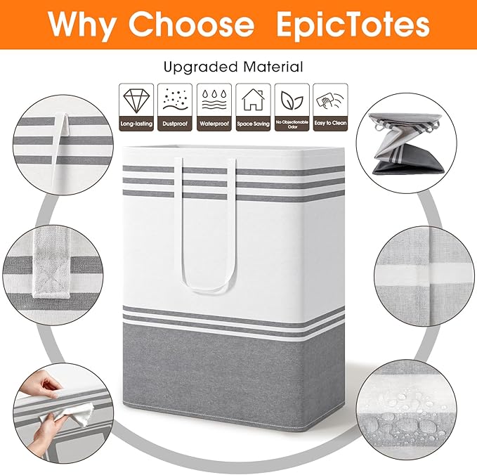 4 Pack Large Laundry Baskets, Laundry Hampers, Freestanding Waterproof
