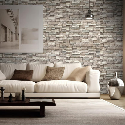 Yutianli 10PSC 3D Wall Panels Peel and Stick Faux Brick Wall Panels Self-Adhesive 3D Brick Wallpaper Foam Stone Wall Panel